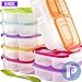 Bento Lunch Box 3 Compartment Food Containers – Set of 8 Storage meal prep Container Boxes– Ideal for Adults, Toddler, Kids, Girls, and Boys – Free Fork/Spoon & Puzzle Sandwich Cutter