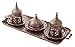 MisterCopper New Premium Turkish Greek Arabic Coffee Espresso Serving Set for 2,Cups Saucers Lids Tray Delight Sugar Dish 11pc (Copper)