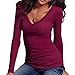 Hollywood Star Fashion Women's Long Sleeve V-Neck Tee Tank Top Shirt