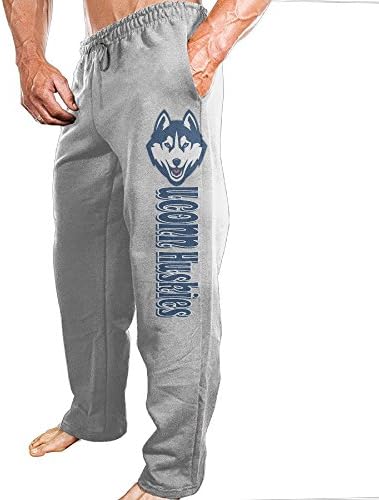 Men's UCONN Huskies Bottom Fleece Sweatpants Ash Size L