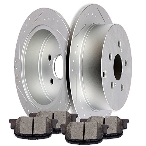 SCITOO Brake Kits, Rear 2pcs Slotted Brake Discs Rotors and 4pcs