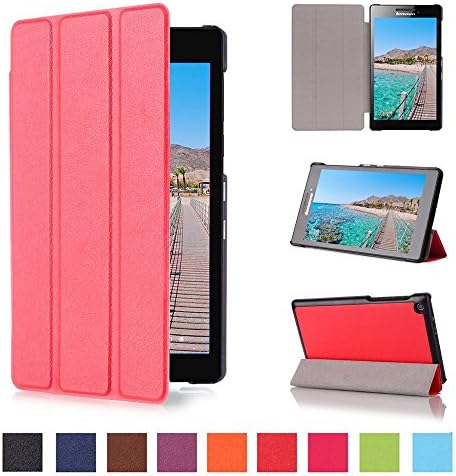 for Lenovo Tab2 A7-20F Case, Ultra Slim Hard Case + PU Leather Smart Cover Stand for 7.0" Tablet Tab 2 A7-20F, Red