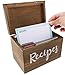 Juvale Wooden Recipe Box with Tabs & Dividers - 7 x 5 x 5 In, Brown Pinewood, Letter Print - Flip-Top Lid & Quick-Access Notch - 60-Card Set & 24 Dividers - Recipe Card Organizer Box
