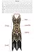 Metme Women's Flapper Dress 1920s V Neck Beaded Fringed Roaring 20s Sequins Dress Black Gold