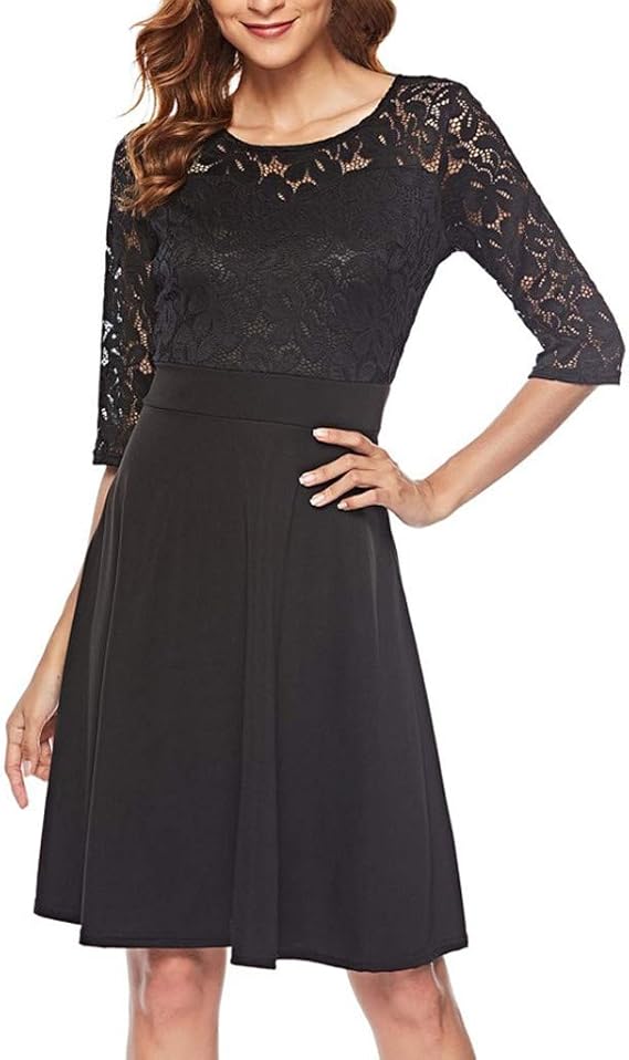 Amazon 結婚式ドレス パーティー ワンピース 総レース 膝丈 七分袖 ミニスカートaラインドレ着痩せ 大きいサイズ 森ガール パーティードレス 40代 お呼ばれ ボウ フォーマル レディース おしゃれ 結婚式 演奏会 二次会 発表会 披露宴 春夏 S 2xl ワンピース