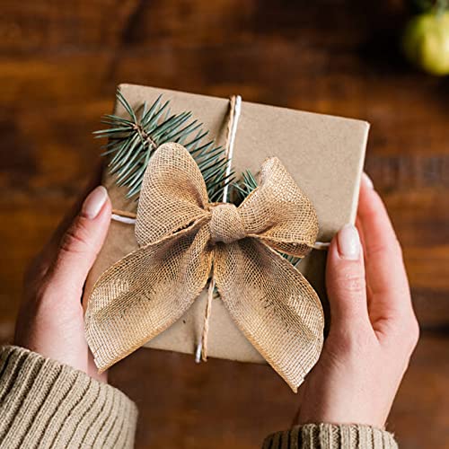 CHolic 2.5inch x 11 Yards Burlap Wired Ribbon and 2MM x 328 Feet Natural Jute Twine Packing String for Photos Crafts Wrapping Gifts Party Home Decor Easter Holiday and Rustic Wedding Decorations