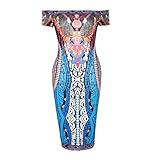 Sandistore Women Traditional African Print Dashiki Bodycon Sexy Short Sleeve Dress