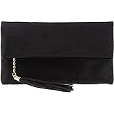 JNB Faux Micro Suede Fold Over Clutch