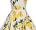 Vintage Palace Women's Sleeveless Wide Boat Neck A line Lemon Pattern Dress with Belt