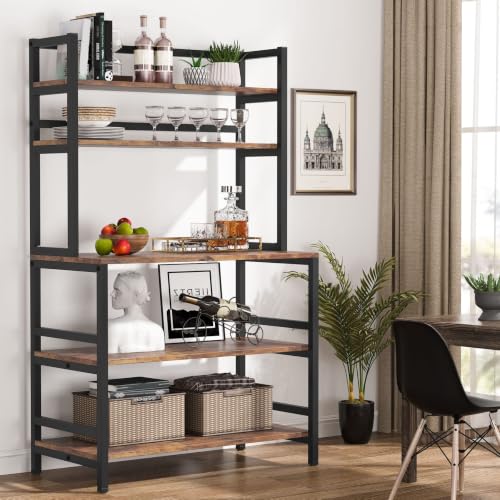 STAR BURN Estantería de Cocina Organizadora 5 Niveles para Microondas - Mueble de Almacenamiento en Madera de Alta Calidad, Alacena Moderna para Cocinas Pequeñas 80 * 40 * 168cm
