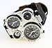 EinCar Fashion Metal Dial Watch with Dual Quartz Movement/Compass/Thermometer Black