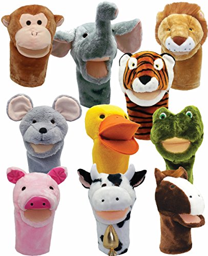 Get Ready Kids Bigmouth Animal Puppets, Set of 10