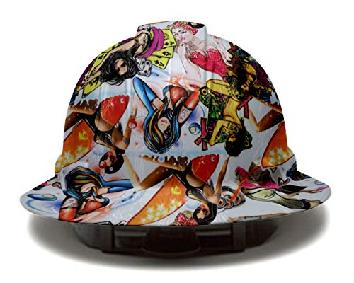 image for Full Brim Pyramex Hard Hat, Naughty Boy Lucky Lady Tattoo Design Safet