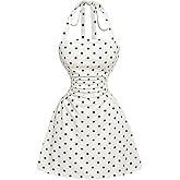 SOLY HUX Women's Polka Dots Halter Mini Dresses Sleeveless Fit and Flare Vintage Cocktail Dress