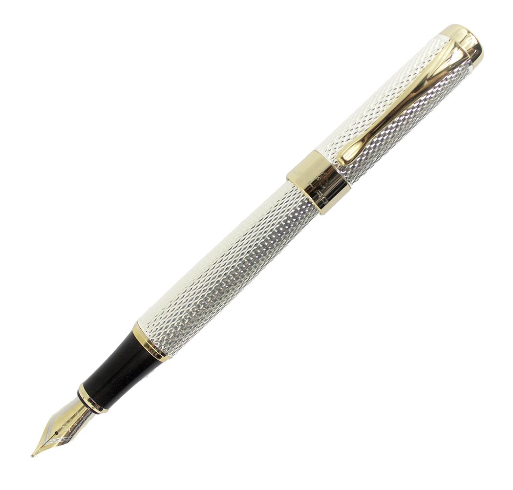Gullor Jinhao 18KGP Medium Nib Fountain Pen with Ink Converter - Silver
