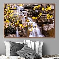 Framed Canvas Wall Art Mountainfalls Group Multicolor Nature Photography Realism Relax/Calm - 16x24 inches