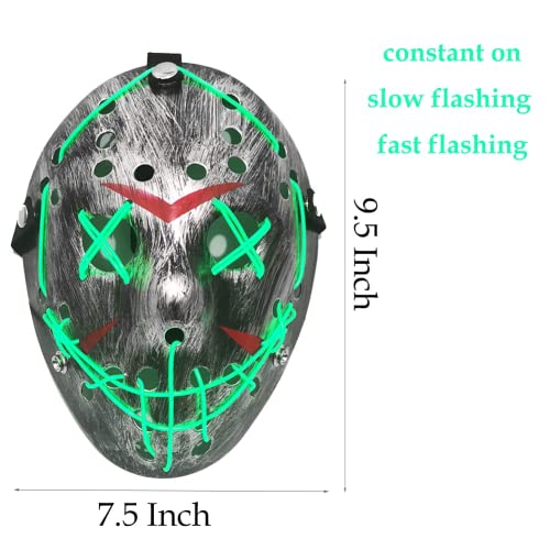 Light up Purge Mask LED Jason Mask Scary Halloween Mask Costume for Kids Adults Men Women Halloween Festival Party
