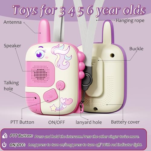 2PCS Walkie Talkie for Kids, Outdoor Adventure Toys with 1000ft Range, Compact & Durable, Ideal Gifts for 4-9 Year Old Girls (A)
