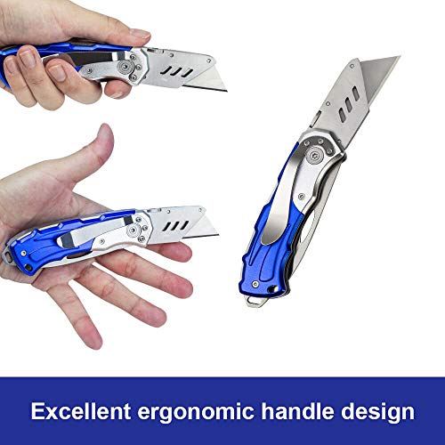 Folding Utility Knife Dual Blades Stainless Steel/Box Cutter with Clip