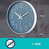 jomparis 12 Inch Silent Quartz Round Wall Clock Cerulean Blue Color view 4
