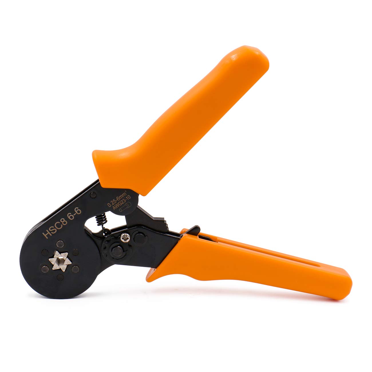 Heschen Crimper Plier, HSC8 6-6, Mini Self-adjustable Crimping Tools, Use for 0.25-6.0 mm² (23-10 AWG) Cable End-sleeves, Orange