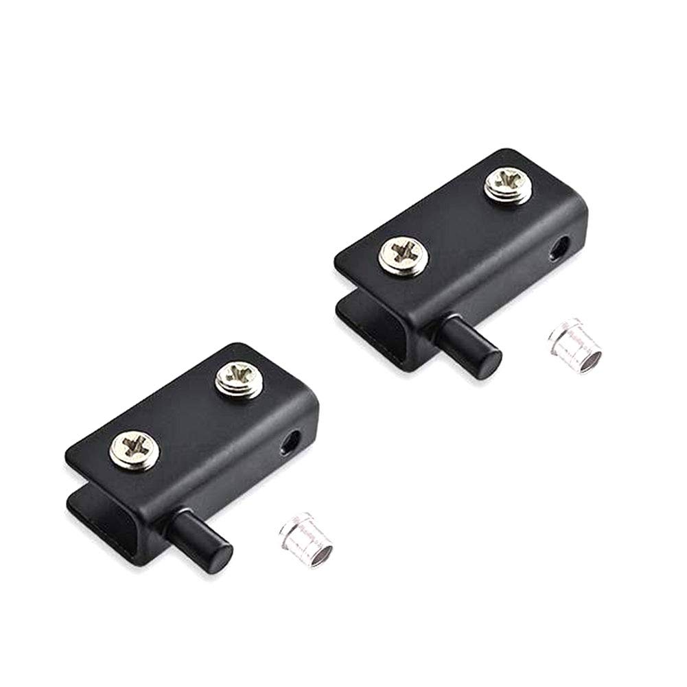 2 Pieces Stainless Steel Glass Door Joint Hinge, KAIISSA Adjustable Glass Door Hinge Clamp, No Drilling Glass Showcase Clip Cupboard Swivel Hinge Clip for 6-8 mm Thick Glass, 40 x 20 x 10 mm, Black