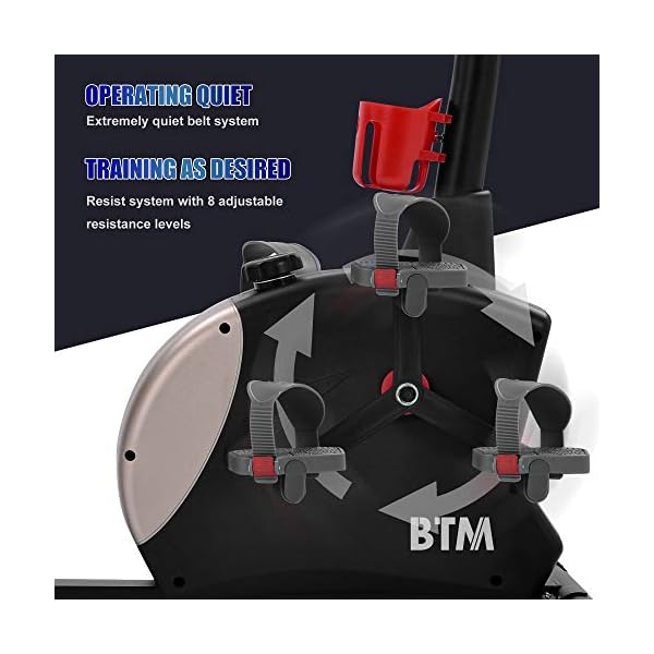 Indoor Recumbent Exercise Bike with Pulse, Stationary Cycling Bike with Bluetooth, 8Level Magnetic Resistance…