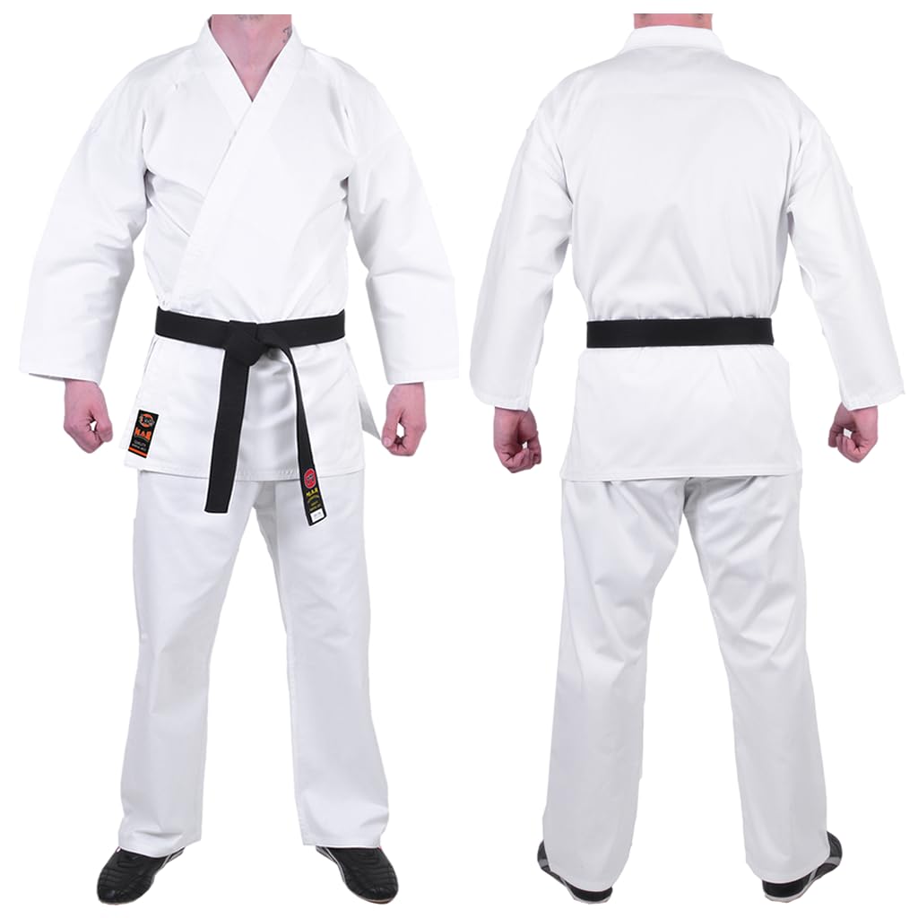 MAR | White Karate Gi with FREE belt, Traditional Student Uniform, Kids Karate Suit | Men & Women; Kids & Adults | Supreme Design - 8.5oz Fabric + FREE BELT (6/190)