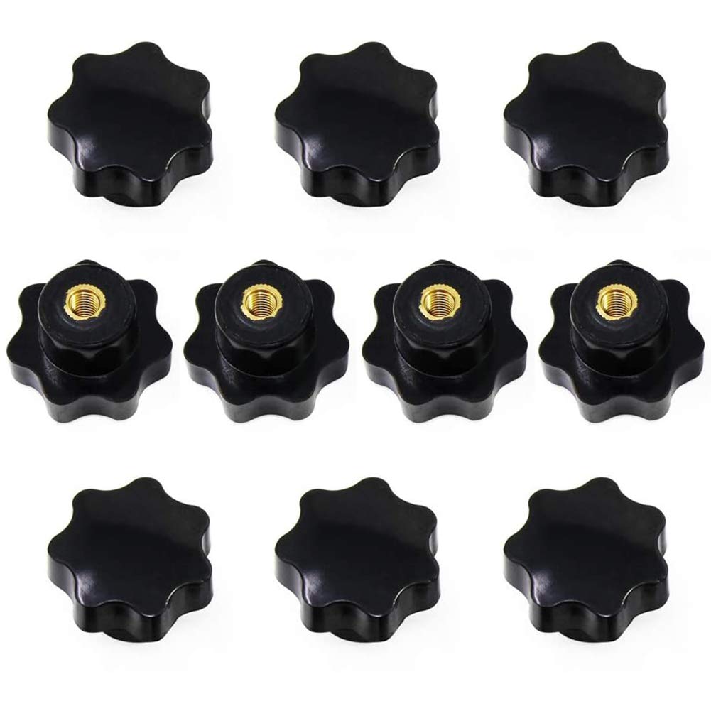 BETOY 10 pcs Knob Grip,Black Plastic Star Shape Head M8 Female Thread Clamping Knob Shape Knob Handle Hand Knob Handle for Machine Tool (M8 Female Star Shape Head Knob)