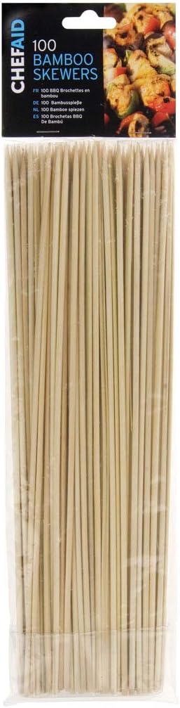 Chef Aid Bamboo Skewers, Extra Long Food Safe Perfect for BBQ's, Roasting, Kebabs, Grilling and Fondues