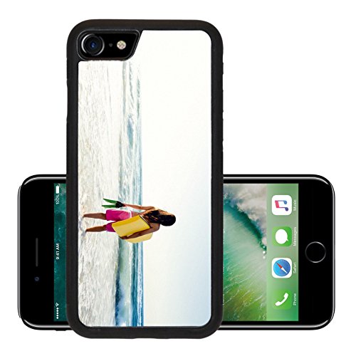 Luxlady Premium Apple iPhone 7 iPhone7 Aluminum Backplate Bumper Snap Case IMAGE 25787890 A beautiful girl at the beach with her bodyboard