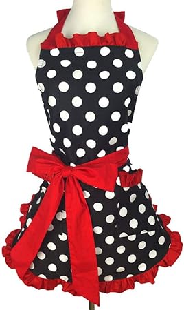 Tablier De Cuisine Mignon Red Bowknot Coton Tabliers Pour Femmes