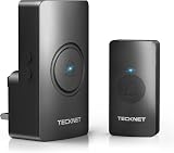 TECKNET Wireless Doorbell IP65 Waterproof 400M Range 60 Chimes LED Light