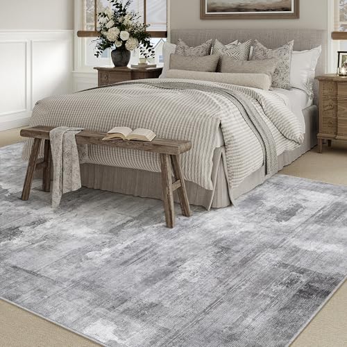 PureCozy Carpet Living Room 240 x 300 cm Light Grey Large Carpets Living Room Non-Slip Washable Washing Machine Modern Abstract Room Carpet, Living Room, Dining Room, Bedroom, Foot Bed, Short Hair