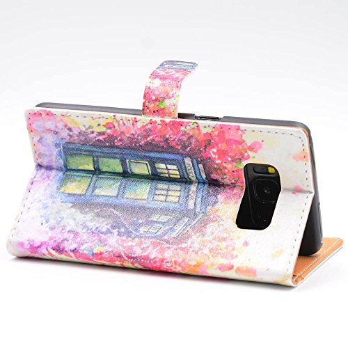 Galaxy S8 Case, Tardis Art Colorful Paint Splatter Pattern Leather Wallet Credit Card Holder Pouch Flip Stand Case Cover For Samsung Galaxy S8