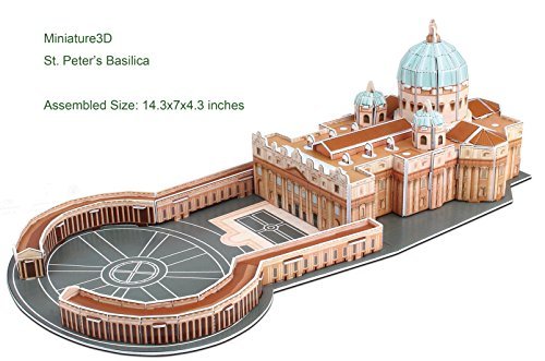 3D Puzzle - St. Peter's Basilica Miniature Architecture, 44 pieces