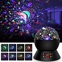 Star Projector, Night Lights for Kids 360-Degree Rotating Star Moon Projection Lamp with LED Timer Auto-Shut, Multicolor Galaxy Stars Night Light Projector for Room Decor, Christmas Gift for Kids Baby
