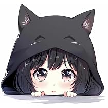 Amazon.com - Peeking Anime Girl with Black Cat Hat Car Decal ...