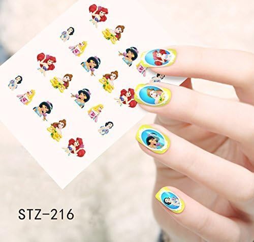 CartoonPrintDesign cartoon nail stickers, Disney Princess design, 2 pieces, water transfer stickers, nail art, tattoo, STZ216