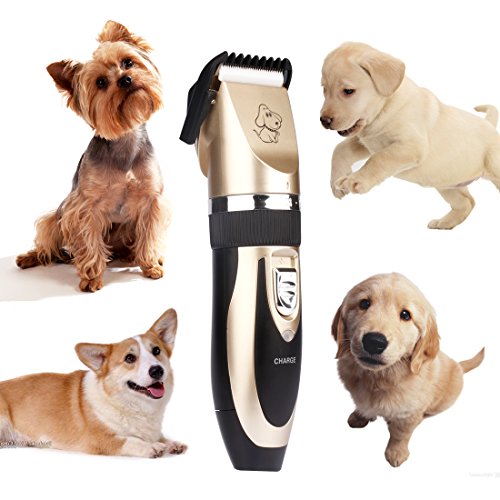 LUKDOF Dog Clippers, Waterproof Electric Dog Trimmer Rechargeable Low Noise Dog/Cat Shaver Pet Grooming Kits Hair Clippers Tool, 4 Guard Combs and 2 Rechargeable Battery - Thumbnail 5