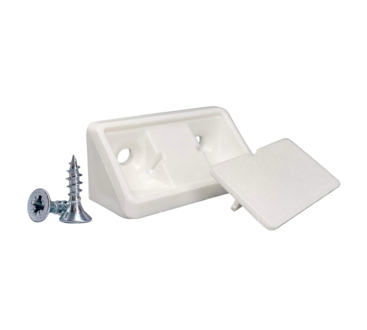 (Pack of 10 pcs) White Shelf Brackets 44 x 20 x 20 mm, Furniture Corner Joints Plastic 90 Degree Corner Brace Joint, Right Angle, Screws Included (10, White) — image 1