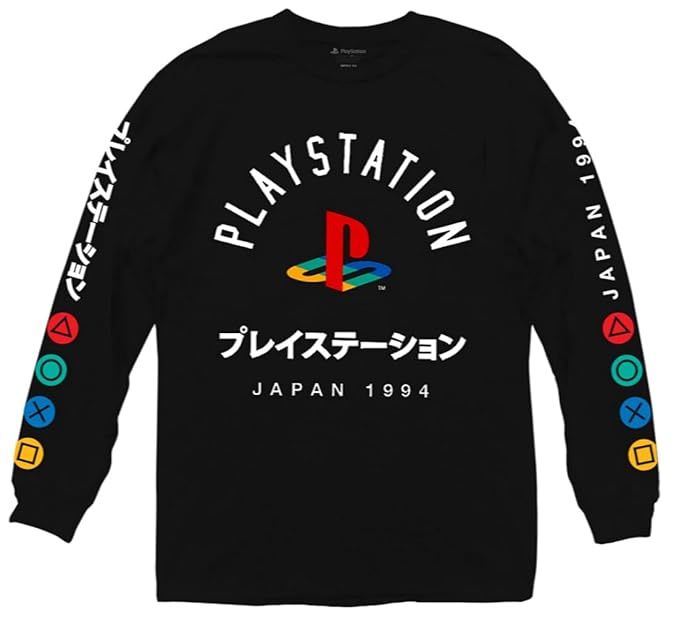 Buy Ripple Junction Playstation Logo With Japanese Colored Button Long Sleeve Shirt Medium Black At Amazon In