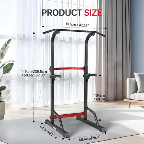 PASYOU Power Tower Pull Up Bar Stand Adjust Workout Dip Station for Home Gym Strength Training Equipment