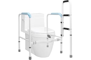 Vie Triomphe Heavy Duty Toilet Safety Rails for Elderly, Adjustable Stand Alone Toilet Frame with Arms, 665 lbs Capacity Hand
