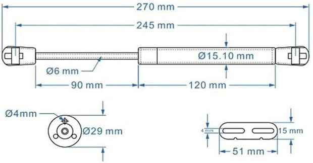 QOPAHI 200N/44lbs Gas Struts for Heavy Lid Kitchen Cabinet Cupboard Hinges Safety Lift Support Soft Open Lid Safety Hinges for Cupboard Doors Toy Gas Box Cover Pack of 2 - Image 3