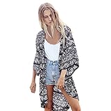 Sannysis Women Printed Half Sleeve Kimono Cardigan Coat Tops Blouse Loose Jacket