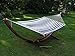 Deluxe Wood Arc Hammock Stand including + Two Person Blue and White Quilted Hammock