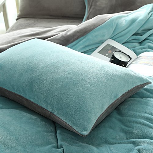 ZONK Micro Fleece Pillowcase with Zipper Double Colors Super Soft
