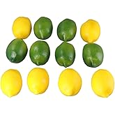 Vctitil 12Pcs Faux Yellow Green Lemons Artificial Fruits Fake Lemons Lifelike Simulation Lemon for Chirstmas Decor Photography Prop Party Decoration(12pcs)