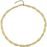 Carweilon Women 18K Gold Choker Necklace Link Chain Necklace Collar Necklace Jewelry With High Polished Stainless Steel